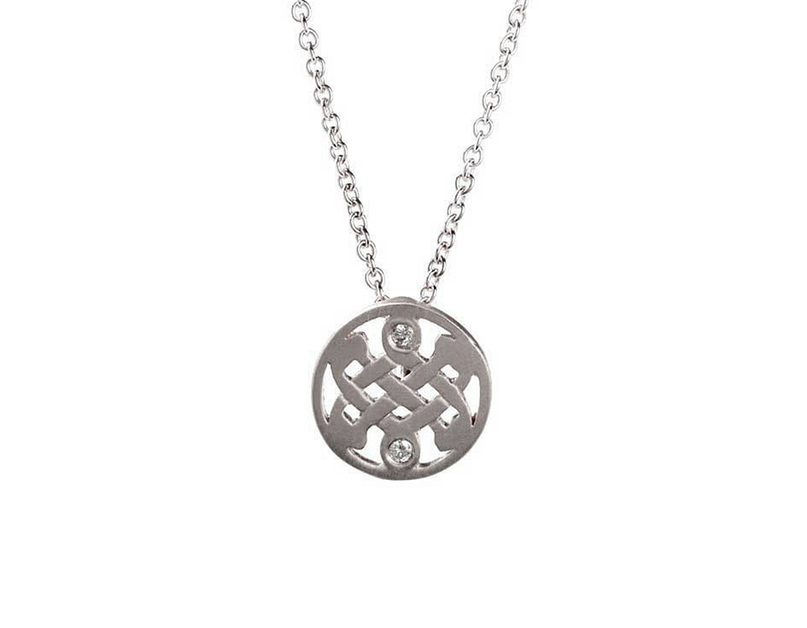 Mini Sterling Silver Diamond Celtic Love Knot Necklace